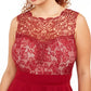 Love Women's Squared Trendy Plus Size Lace Fit & Flare Dress Medium Red Size Extra Large