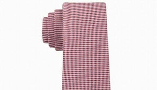 Calvin Klein Men's Micro Squares Skinny Silk Tie Red Size Regular