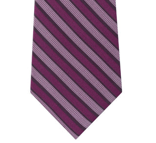 Calvin Klein Men's Classic Stripe Silk Tie Dark Red Size Regular