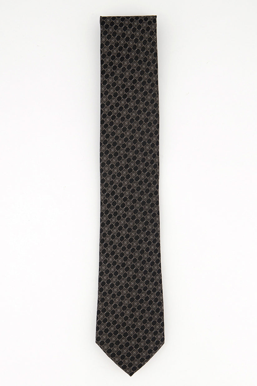 Calvin Klein Men's Classic Medallion Silk Tie Black Size Regular