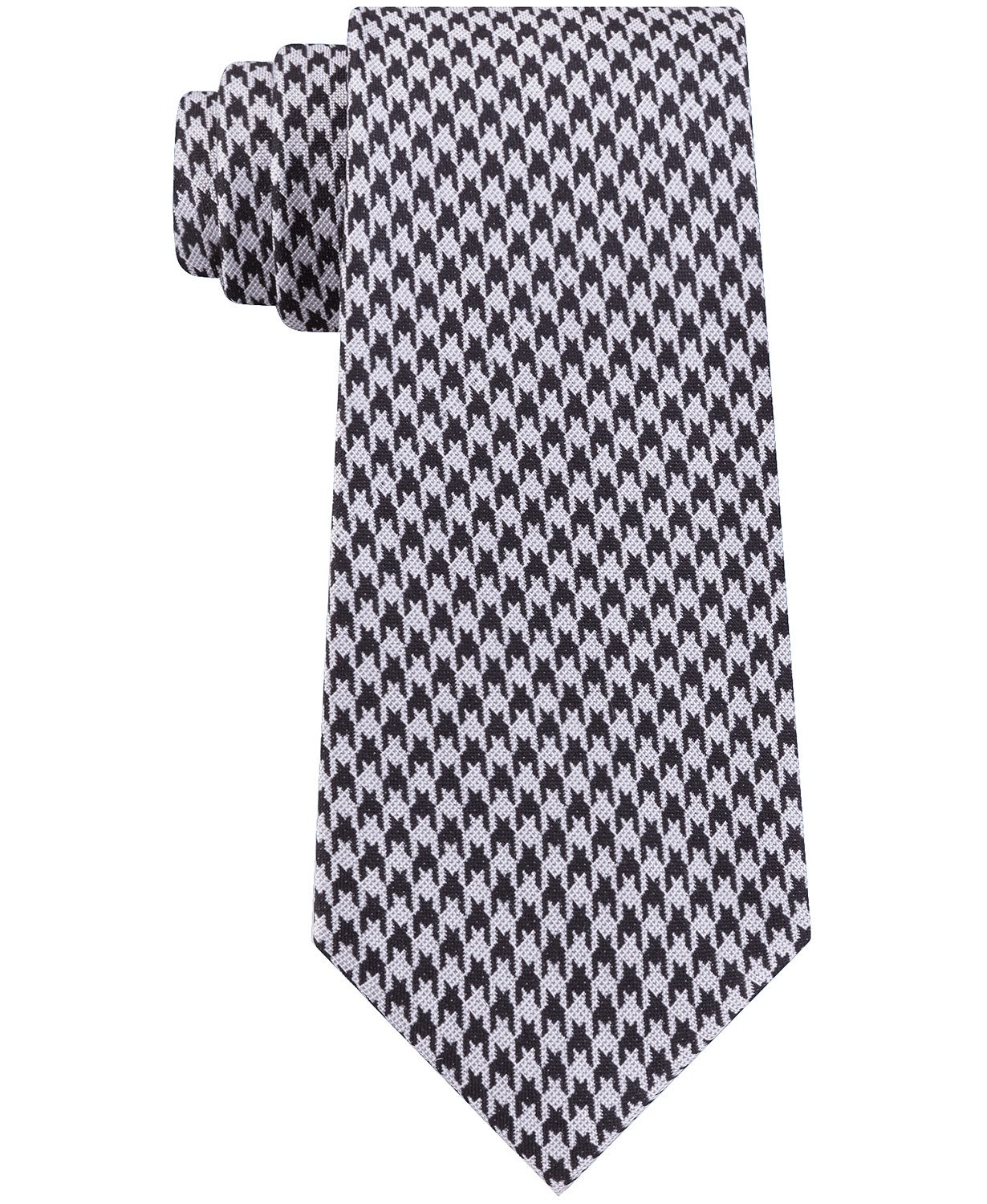 Calvin Klein Men's Jewel Slim Houndstooth Tie Black Size Regular