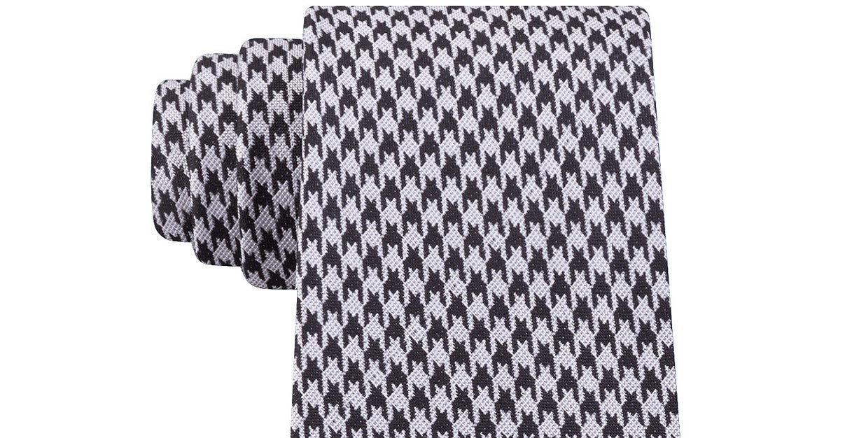 Calvin Klein Men's Jewel Slim Houndstooth Tie Black Size Regular