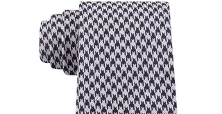 Calvin Klein Men's Jewel Slim Houndstooth Tie Black Size Regular