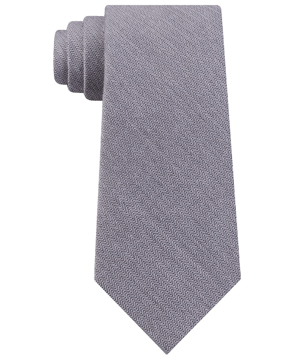Calvin Klein Men's Slim Herringbone Tie Charcoal Size Regular