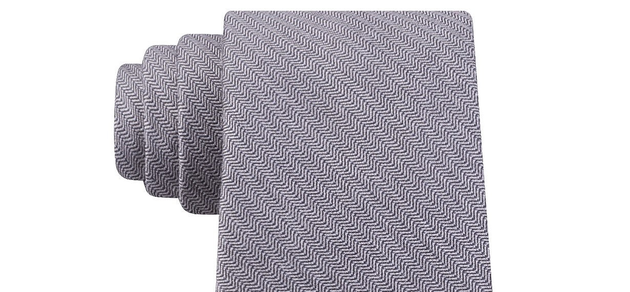 Calvin Klein Men's Slim Herringbone Tie Charcoal Size Regular