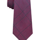 Calvin Klein Men's Slim Knit Plaid Silk Tie Maroon Size Regular