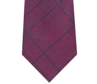 Calvin Klein Men's Slim Knit Plaid Silk Tie Red Size Regular