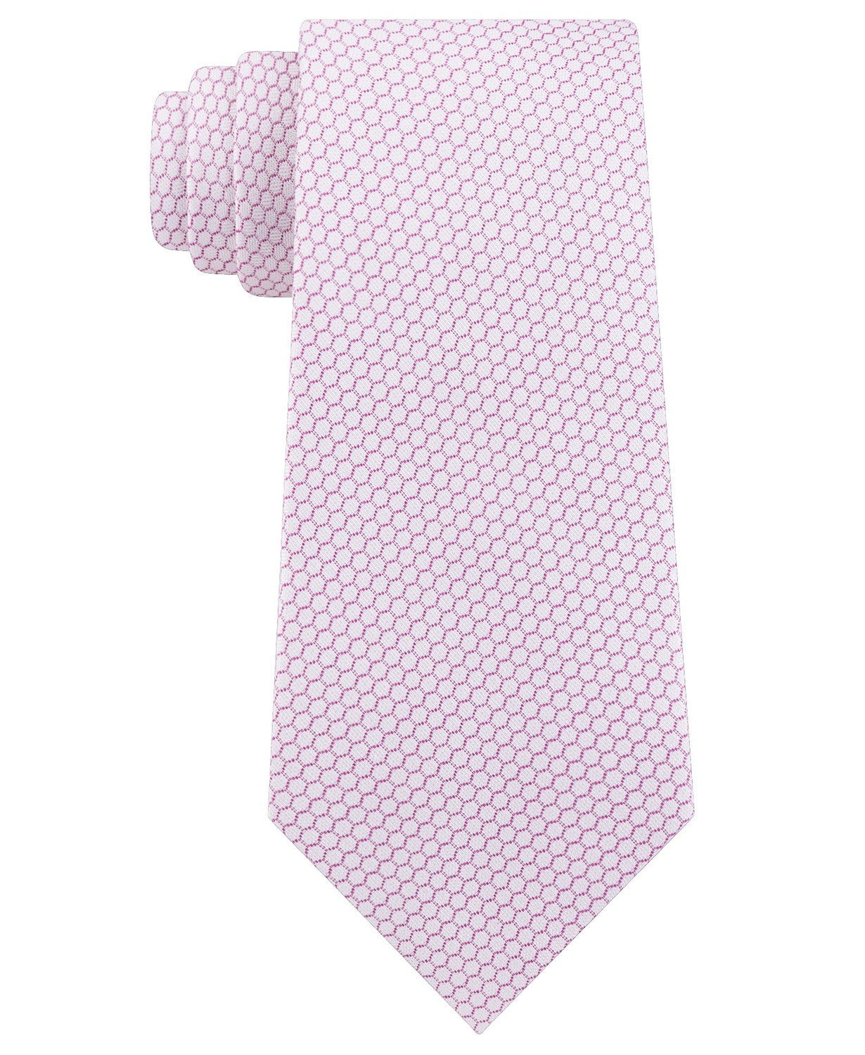 Calvin Klein Men's Micro Hexagons Slim Tie Pink Size Regular