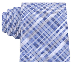 Calvin Klein Men's Contrast Plaid Slim Tie Navy Size Regular