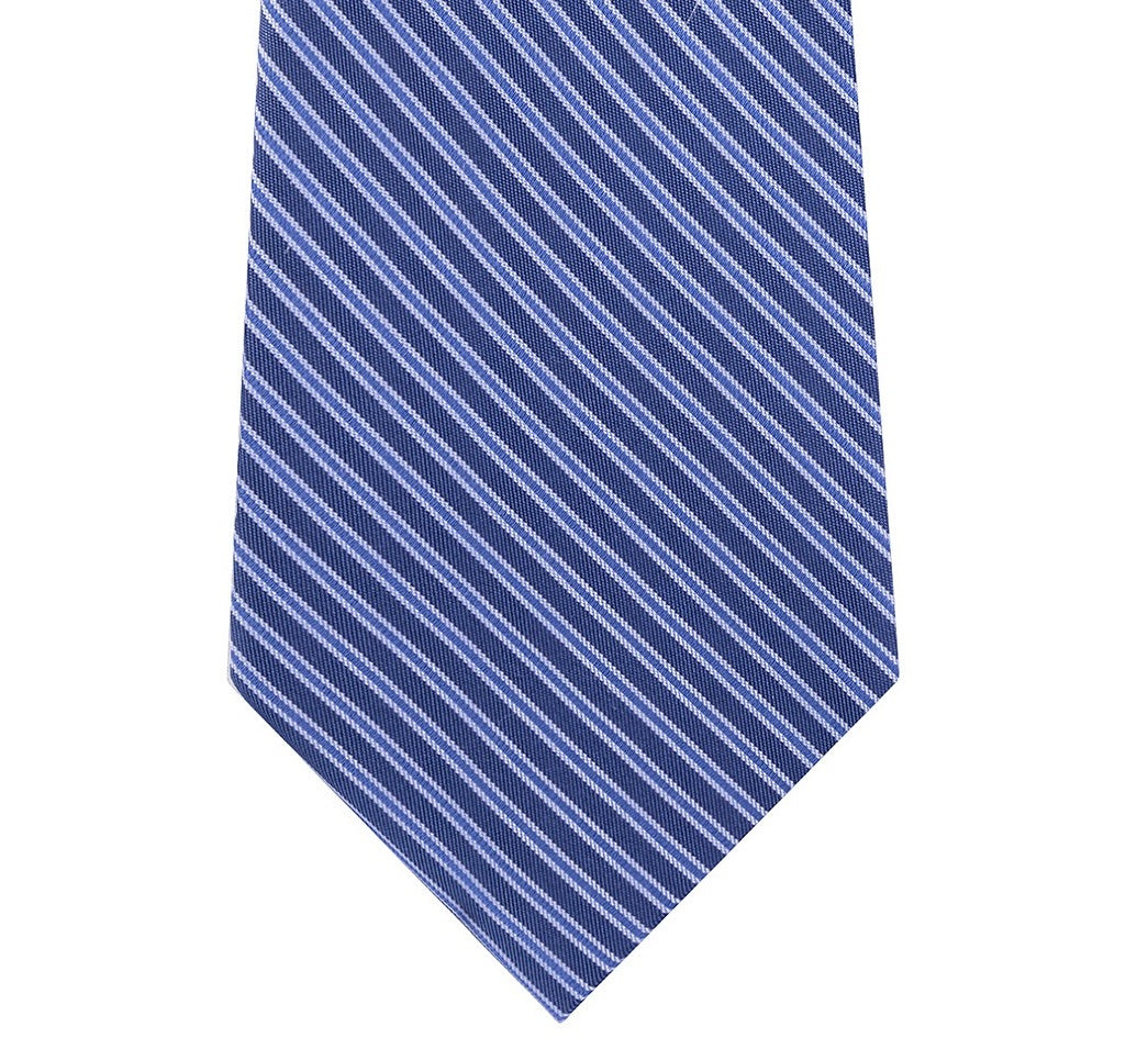 Calvin Klein Men's Slim Stripe Silk Tie Navy Size Regular