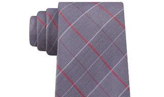 Calvin Klein Men's Holly Slim Check Silk Tie Gray Size Regular