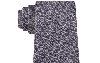 Calvin Klein Men's Linear Hex-Dot Silk Tie Gray Size Regular