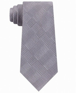 Calvin Klein Men's Slim Tonal Plaid Silk Tie Gray Size Regular