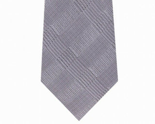 Calvin Klein Men's Slim Tonal Plaid Silk Tie Gray Size Regular