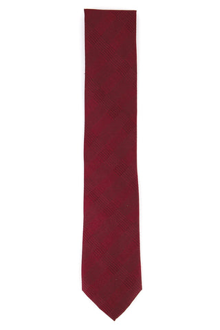 Calvin Klein Men's Slim Tonal Plaid Silk Tie Dark Red Size Regular