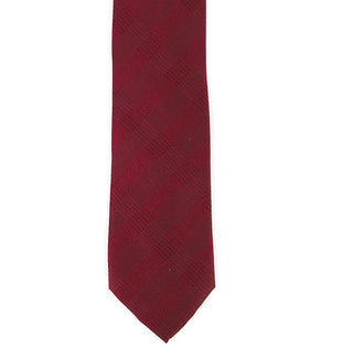 Calvin Klein Men's Slim Tonal Plaid Silk Tie Dark Red Size Regular