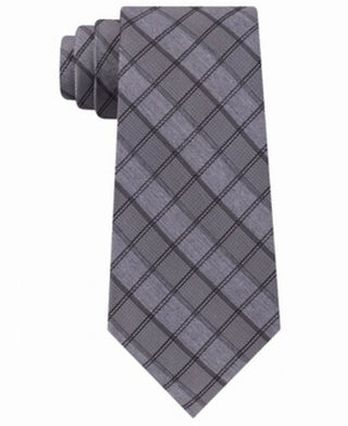 Calvin Klein Men's Jewel Graphic Check Slim Tie Gray Size Regular