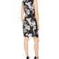 N Natori Women's Floral-Print Jacquard Sheath Dress Black Size 10