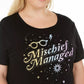 Modern Lux Women's Trendy Plus Size Mischief Managed Graphic-Print T-Shirt Black Size 2X