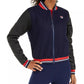 Fila Women's Anais Varsity-Stripe Bomber Jacket Navy Size Extra Small