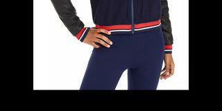 Fila Women's Anais Varsity-Stripe Bomber Jacket Navy Size Extra Small