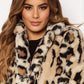 Levi's Women's Leopard Print Faux Fur Jacket Med Yellow Size Large