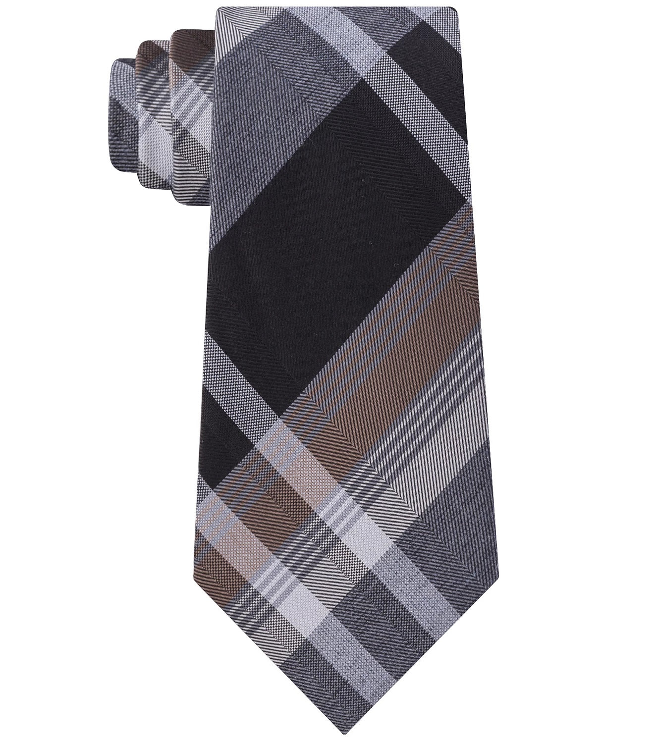 Kenneth Cole Reaction Men's Tre Plaid Tie Black Size Regular