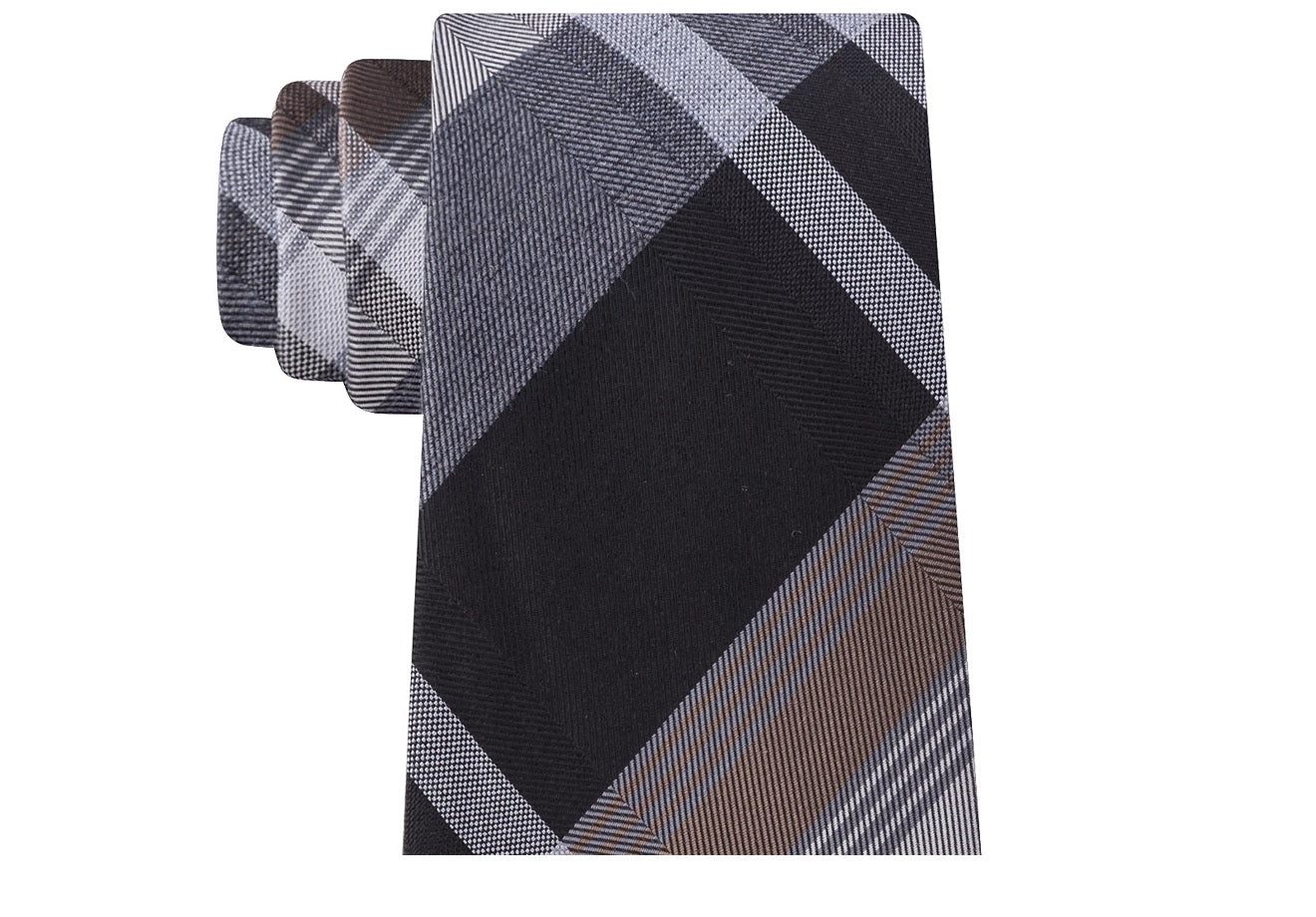 Kenneth Cole Reaction Men's Tre Plaid Tie Black Size Regular