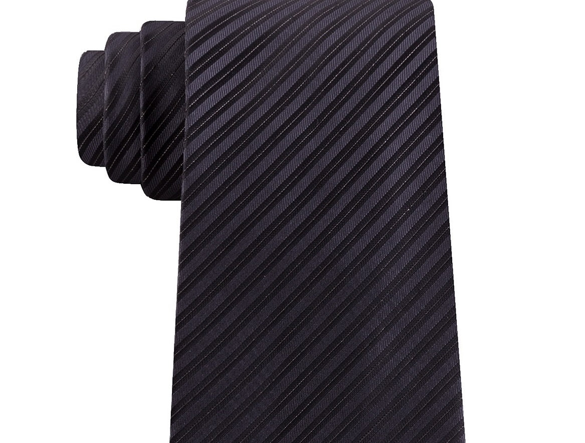 Kenneth Cole Reaction Men's Slim Stripe Tie Black Size Regular