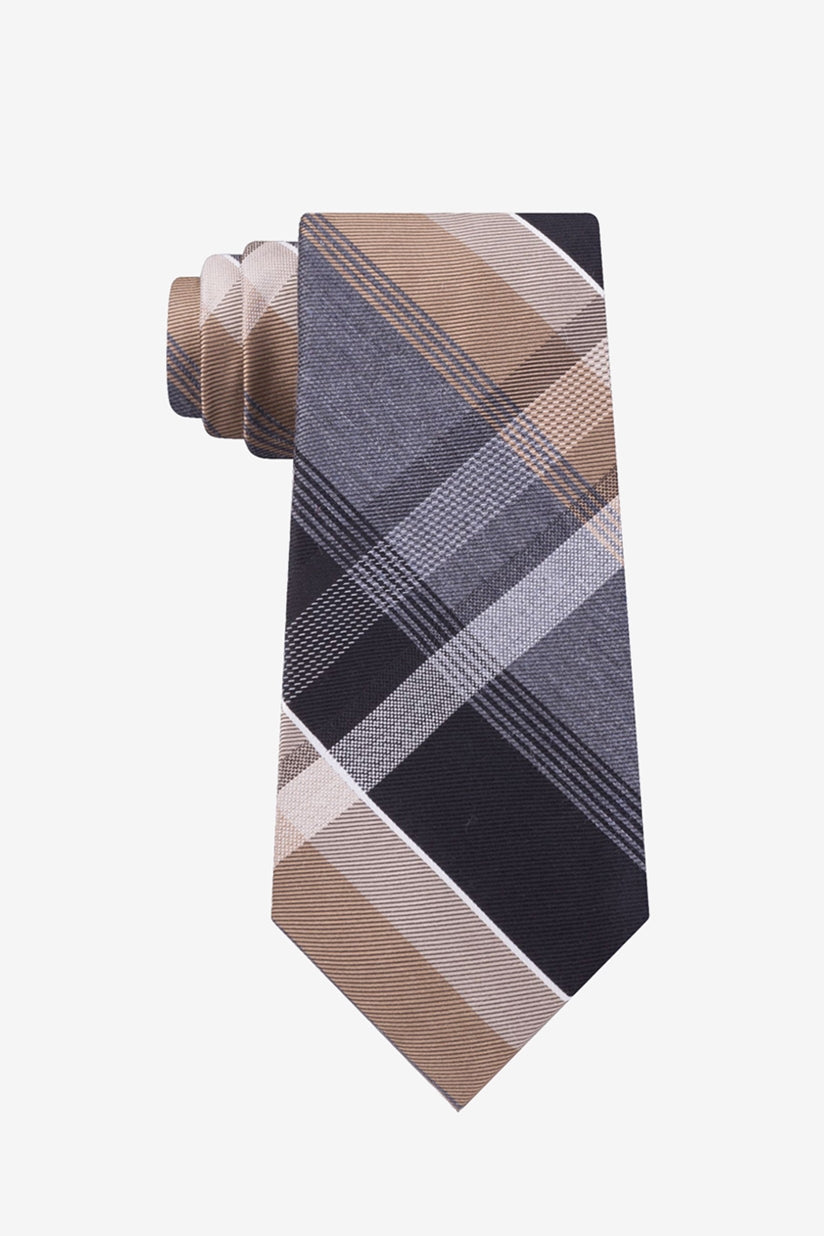 Kenneth Cole Reaction Men's Plazza Slim Plaid Tie Brown Size Regular