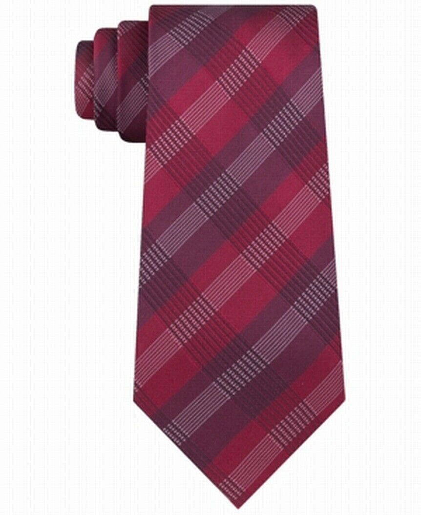 Kenneth Cole Reaction Men's Slim Plaid Tie Red Size Regular