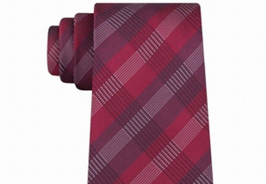 Kenneth Cole Reaction Men's Slim Plaid Tie Red Size Regular