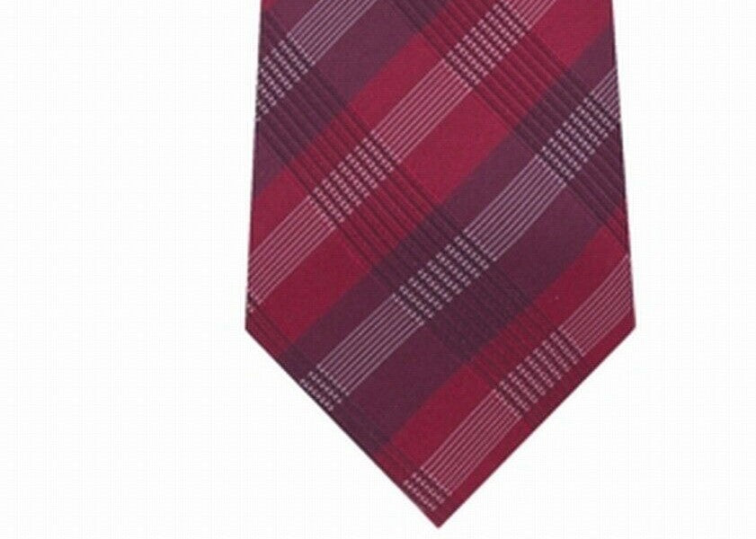 Kenneth Cole Reaction Men's Slim Plaid Tie Red Size Regular