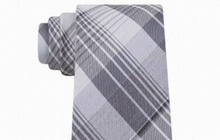 Kenneth Cole Reaction Men's Turning Point Plaid Slim Tie Gray Size Regular