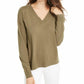 Planet Gold Juniors' V-Neck Sweater Green Size Small