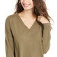 Planet Gold Juniors' V-Neck Sweater Green Size Small