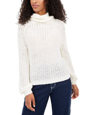 Planet Gold Juniors' Cowl-Neck Sweater White Size Medium
