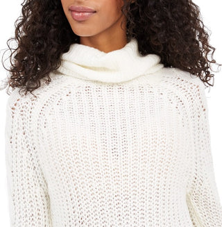 Planet Gold Juniors' Cowl-Neck Sweater White Size Medium
