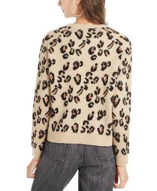 Planet Gold Juniors' Animal-Print Sweater Brown Size X-Large