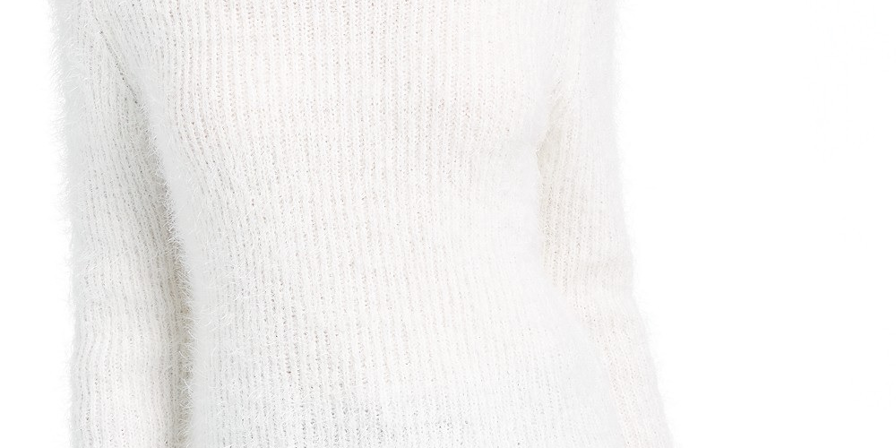 Planet Gold Juniors' Eyelash Mock-Neck Sweater White Size Medium