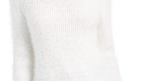 Planet Gold Juniors' Eyelash Mock-Neck Sweater White Size Medium