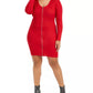 Planet Gold Women's Trendy Plus Size Zip-Front Sweater Dress Red Size 2X