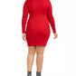 Planet Gold Women's Trendy Plus Size Zip-Front Sweater Dress Red Size 2X