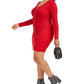 Planet Gold Women's Trendy Plus Size Zip-Front Sweater Dress Red Size 2X