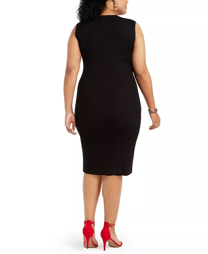 Planet Gold Women's Trendy Plus Size Lace-Up Bodycon Dress Black Size 2X