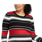 Planet Gold Juniors' Plus Size Striped Sweater Dress Black Size 1X