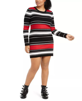 Planet Gold Women's Derek Heart Trendy Plus Size Striped Bodycon Dress Black Size 3X