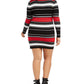 Planet Gold Women's Derek Heart Trendy Plus Size Striped Bodycon Dress Black Size 3X