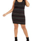 Derek Heart Women's Trendy Plus Size Metallic-Stripe Bodycon Dress Black Size Extra Large