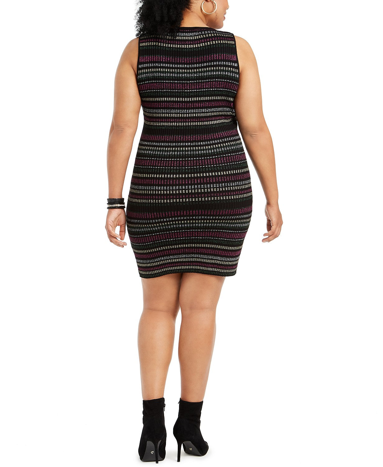 Derek Heart Women's Trendy Plus Size Metallic-Stripe Bodycon Dress Black Size Extra Large